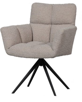 Woood Exclusive Vinny Spisebordsstol     Armlæn  Drejelig Sand Bouclé Polyester Og Sort Metal