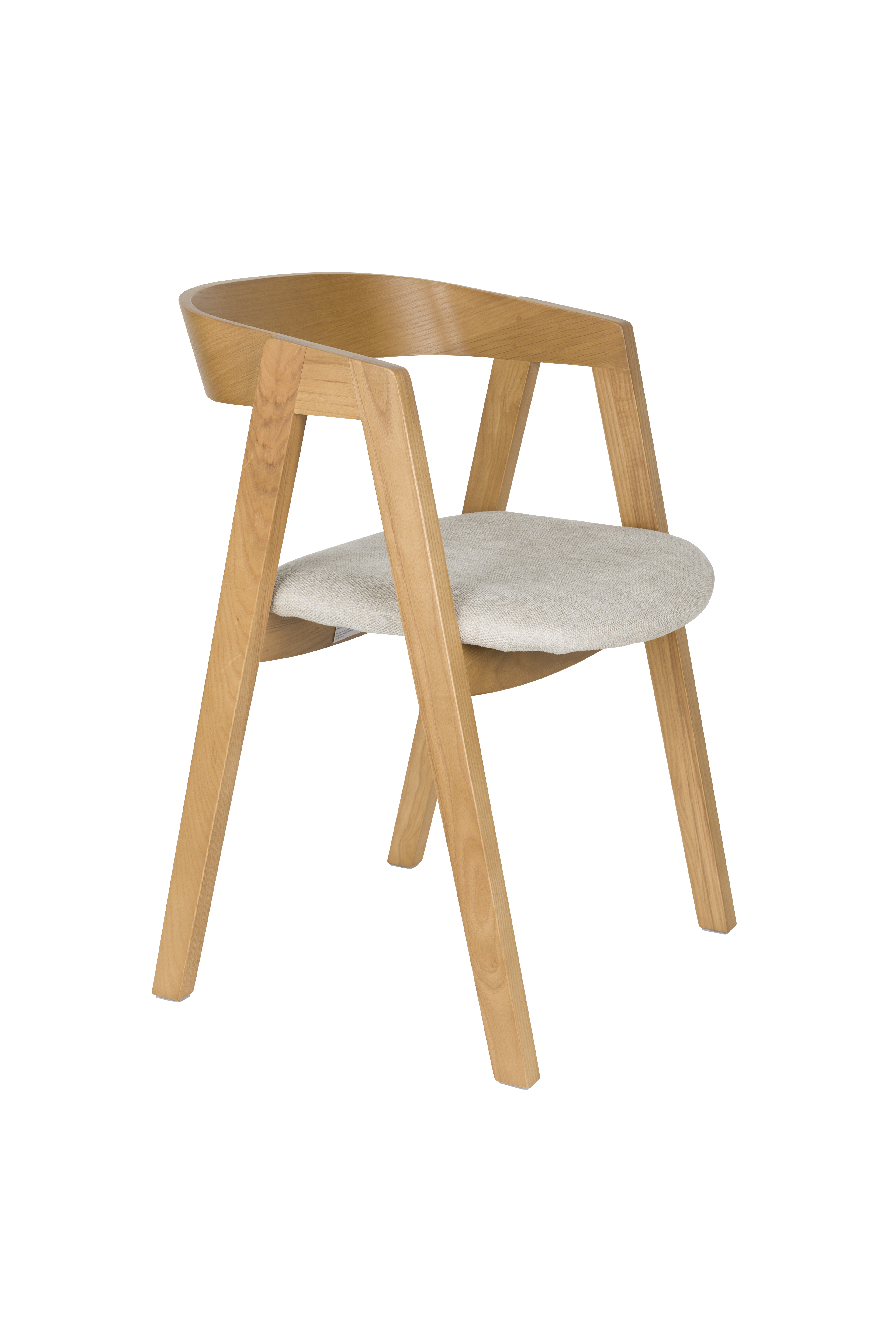 Zuiver Mads Spisebordsstol     Armlæn Polyester Og Natur Askefinér Asketræ