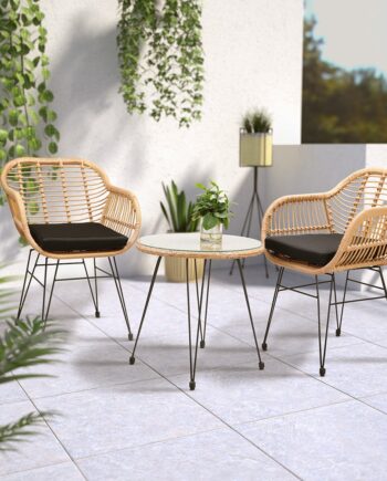 -delt Altansæt  Quot Bali Quot    Lounge Havestole    Sidebord  Rattan Look