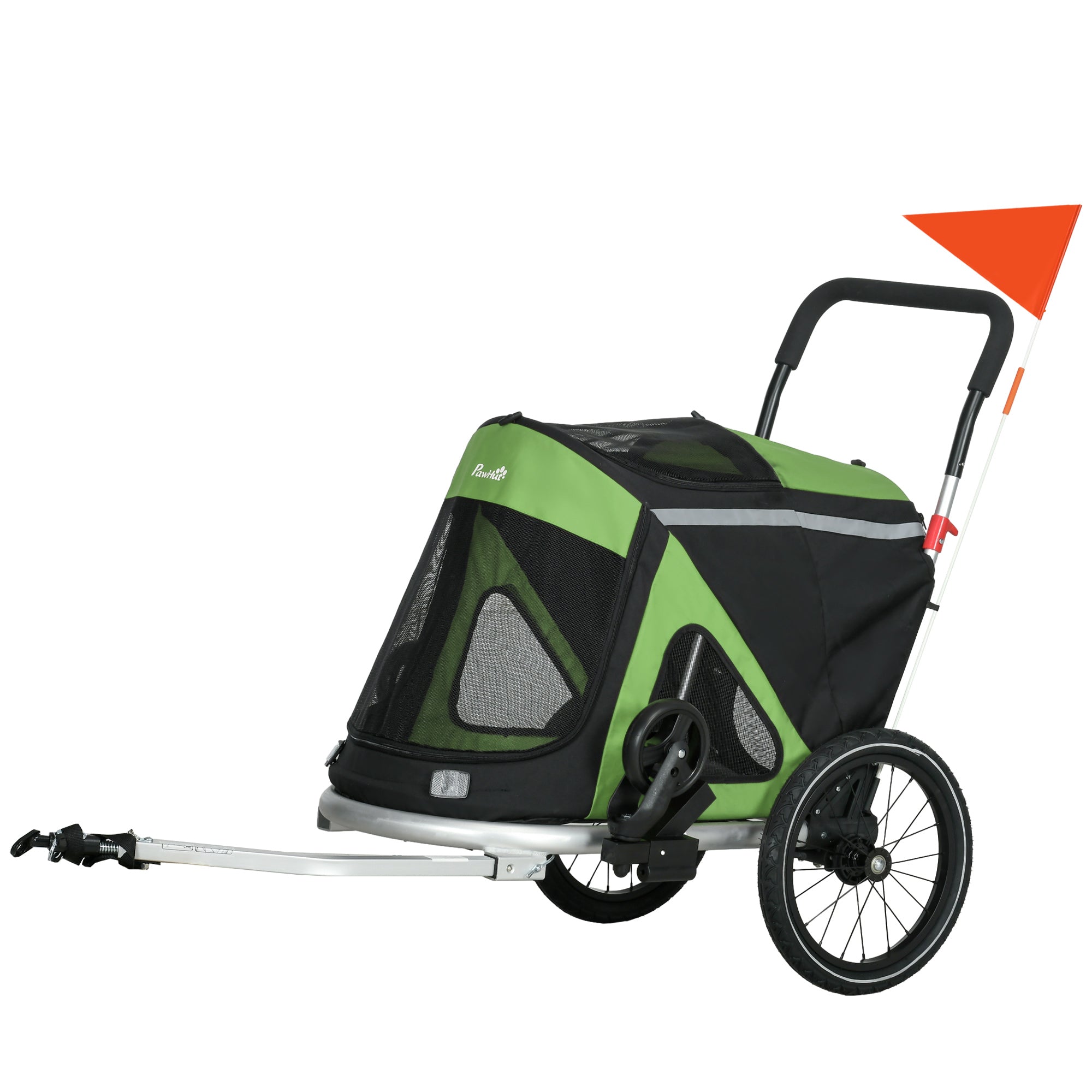 - -  Hundebåren Hundejogger Cykeltrailer Op Til 20 Kg    Reflekser    Sikkerhedsline  150   68   95 Cm  Grøn