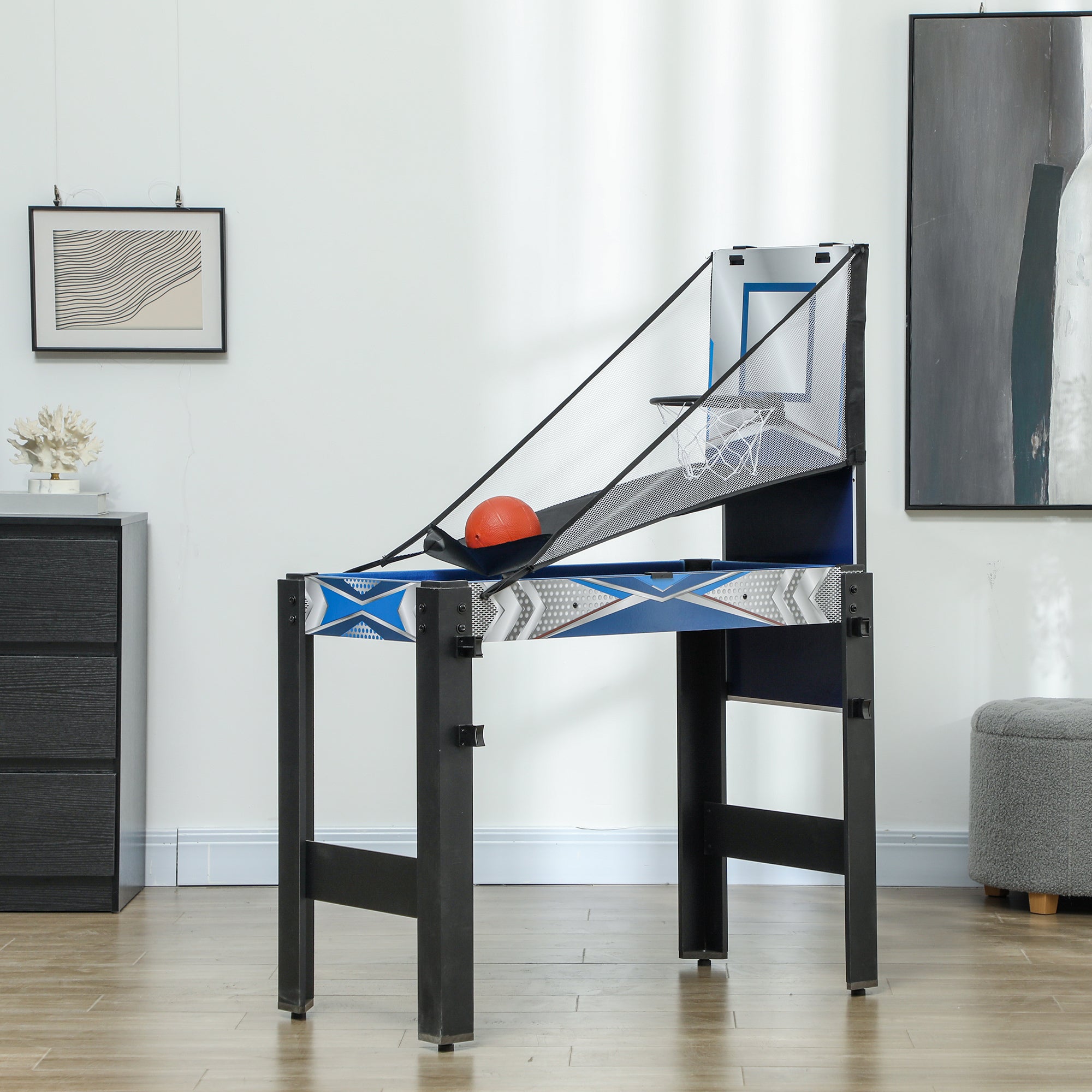 - -  Spillebord  Billard  Bordtennis  Hockey  Basketball  Bueskydning  Tilbehør Inkluderet  Mdf  Plastik  Blå