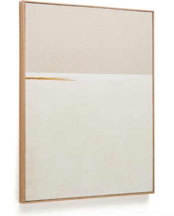 Abstrakt Maleri Kave Home Salin 80   100 Cm Beige Vægkunst Nordisk Stil