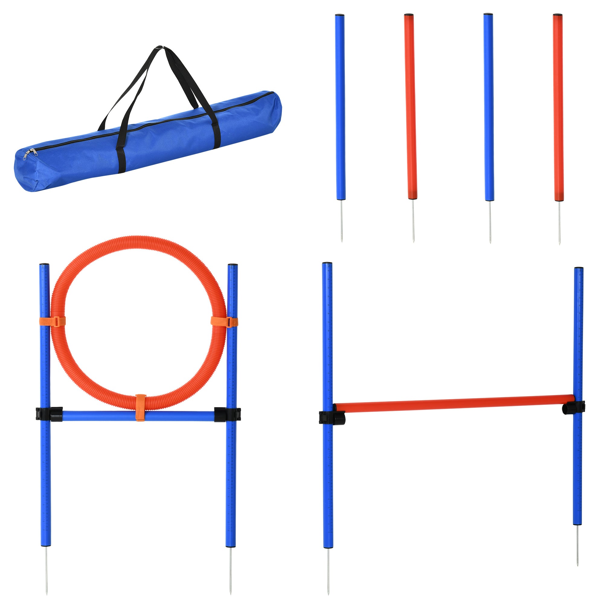 Agilitytræningsudstyr Til Hunde  Agility-træningssæt  Agility-sæt Til Hunde  Slalom-hurdle-hopring Til Hunde   - -  Hundesportstræningsområde  Blå Rød