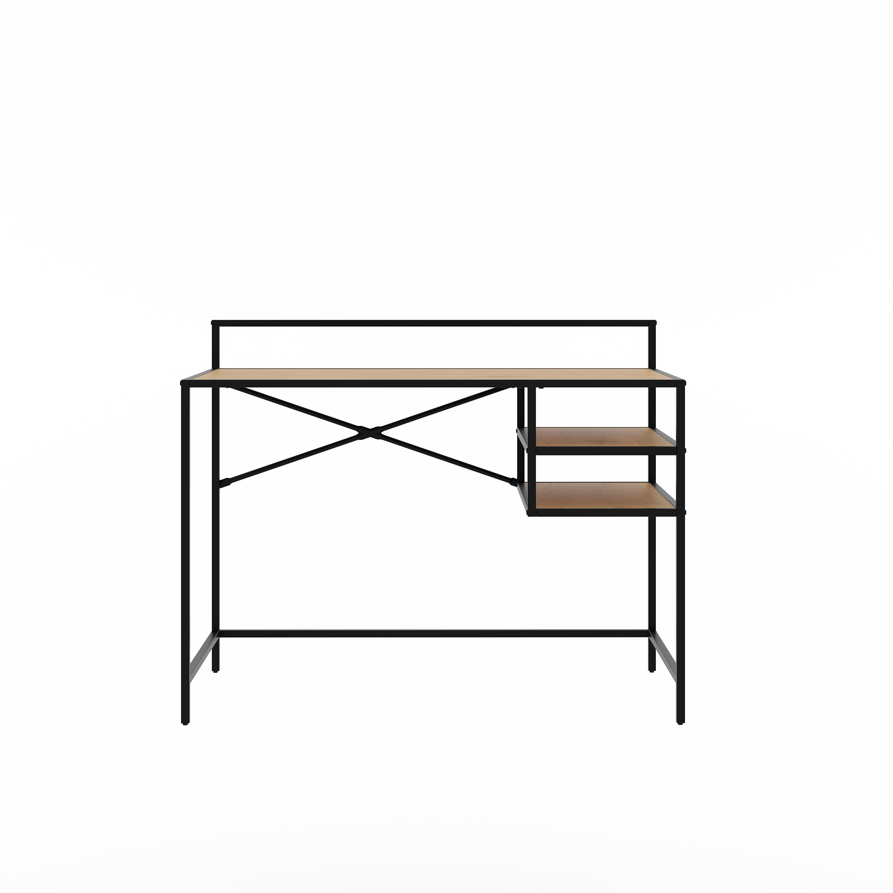 Altino Skrivebord       Hylder Natur Villdeg Melamin Og Sort Metal  110x56