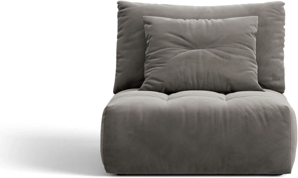Armløst Modul Micadoni Bloom Modulsofa  Grå Velour Casino Stone  Enkelt Siddeelement