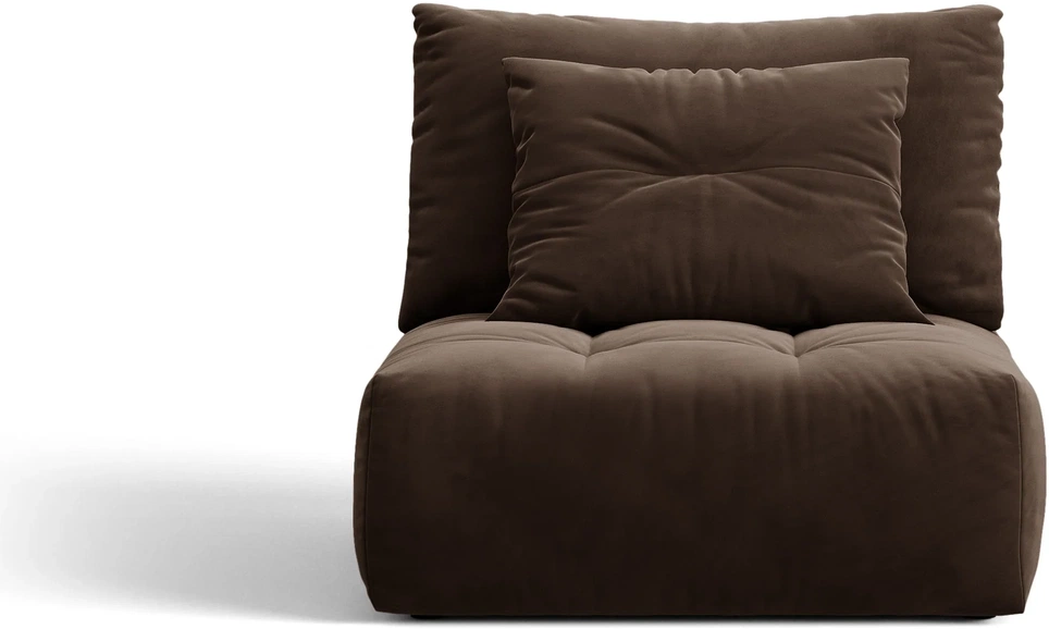 Armløst Modulsofa Micadoni Bloom Mørkebrun Velour Bluvel 48  H97ã B95ã D107 Cm  Inkl  Pyntepude