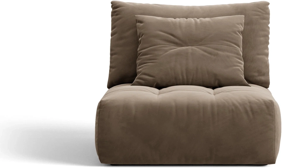 Armløst Modulsofa Micadoni Bloom   Velour Casino Taupe Lys Brun H97xb95xd107 Enkeltsæde Pletafvisende