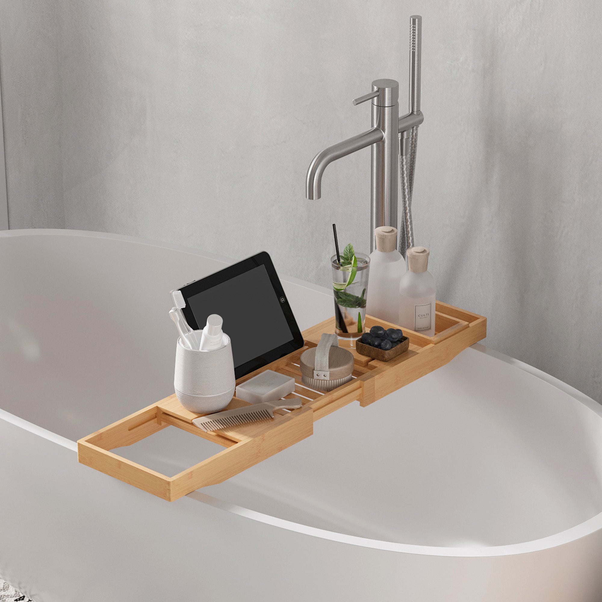 Badekarshylde Badekarsbro  Badekarsstøtte Badekarsbakke  Bambus  Naturfarvet   70-105    21       Cm