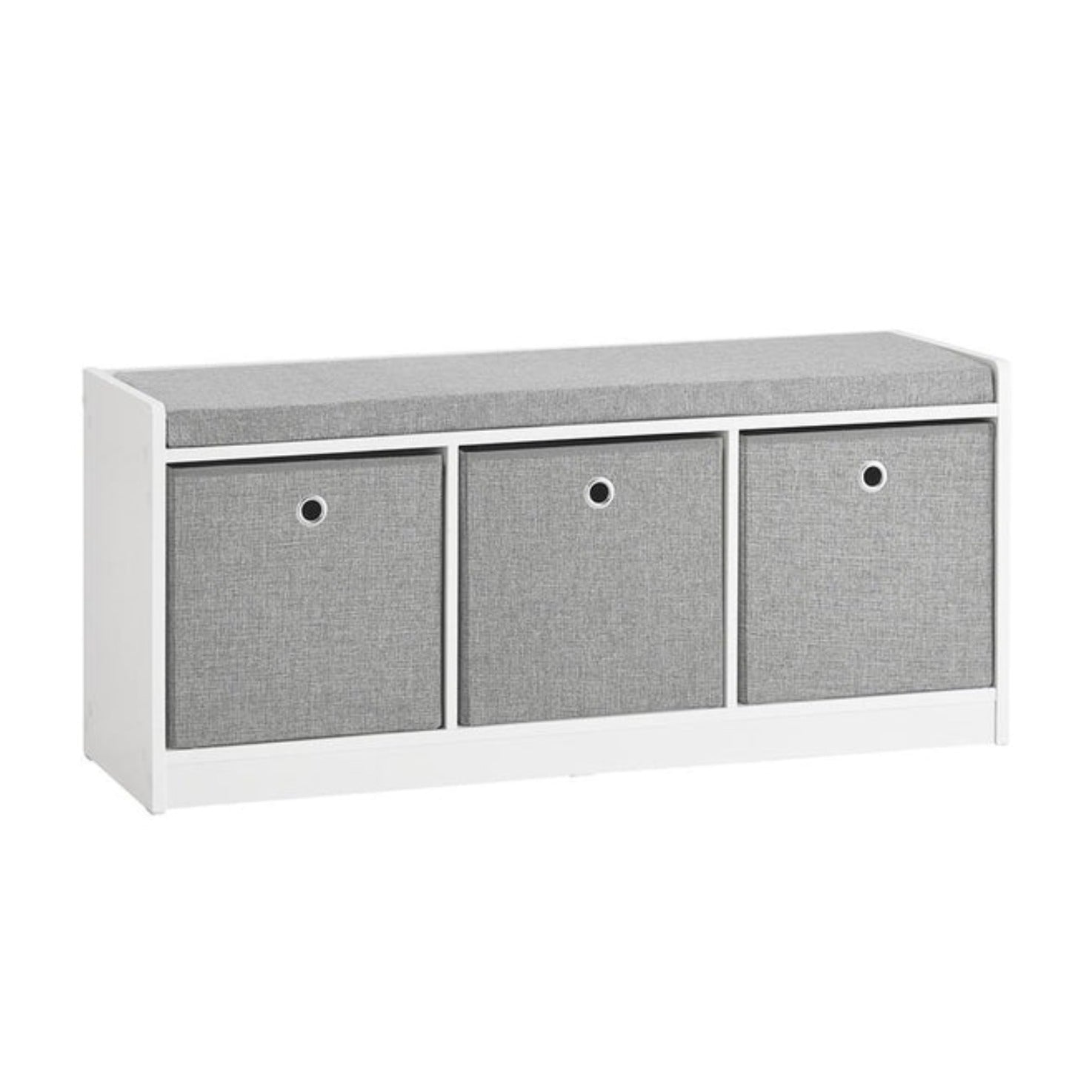 Bænk Med Opbevaringskasser  102x32x45 Cm  Hvid Og Grå