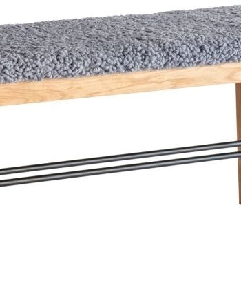 Bænk Oscarssons Möbel Cora Lakeret Eg Med Lysegråt Fåreskind Og Ståldetaljer 90x40 Cm