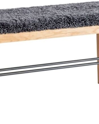 Bænk Oscarssons Möbel Cora Til Entré Olieret Eg Med Mørkegråt Fåreskind Stålramme 90x40x46 Cm