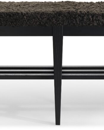 Bænk Oscarssons Möbel Nadja   Massiv Sortbejdset Ask Med Brunt Fåreskind H46ã L130ã D40 Cm