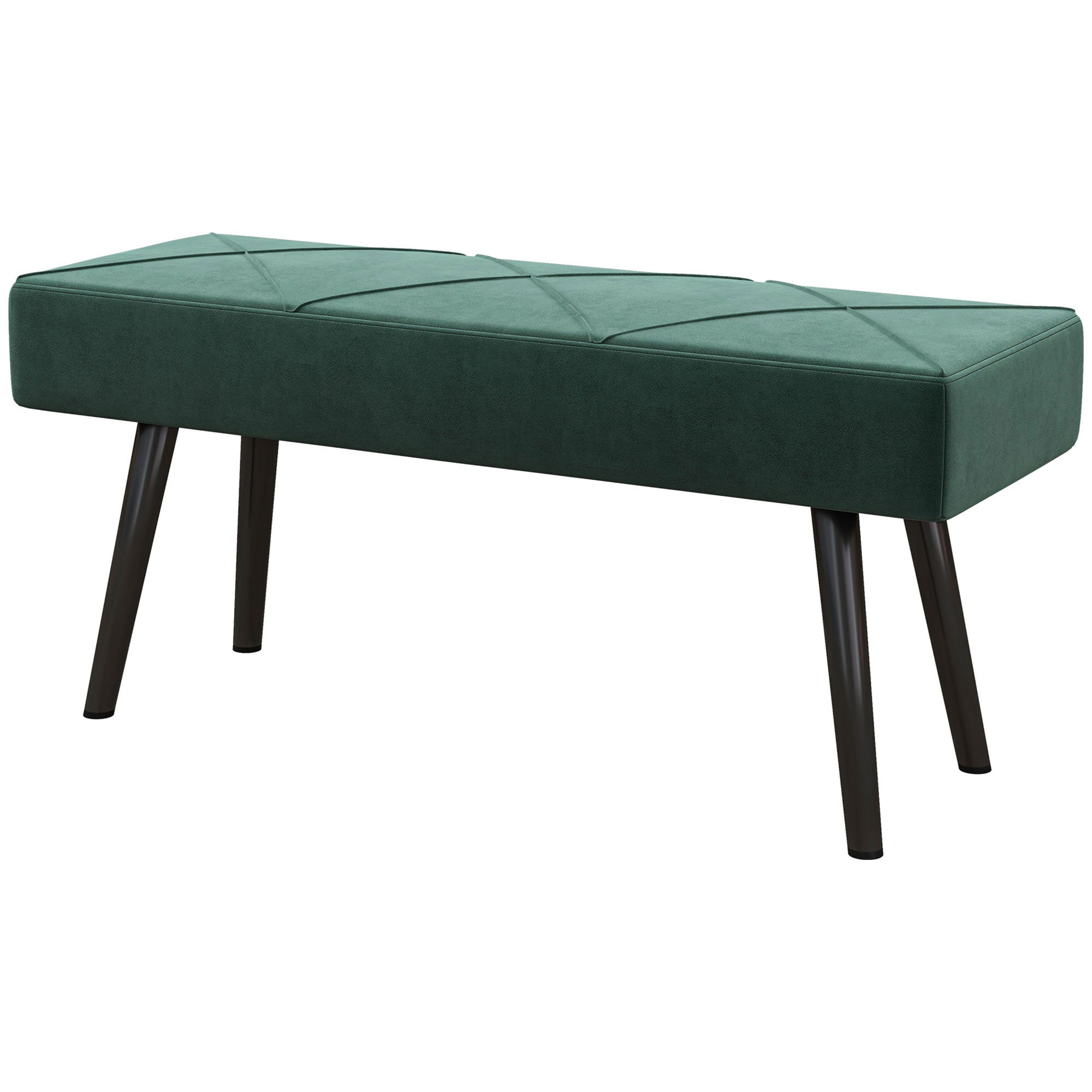 Bænk Polstret Bænk Sengebænk  Fløjlslook  100   36   45 Cm  Grøn