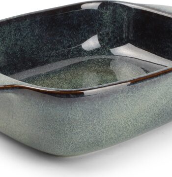 Bagetfad Salt   Pepper Meridian  Grøn Stentøj Med Reaktiv Glasur  Ovnsikkert 25x16 5x6 Cm