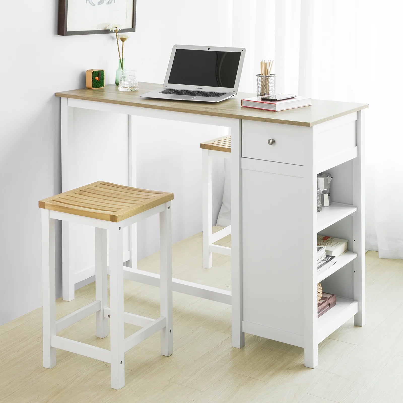 Barbord   Skandi-stil  L120   B55   H90 Cm  Hvid