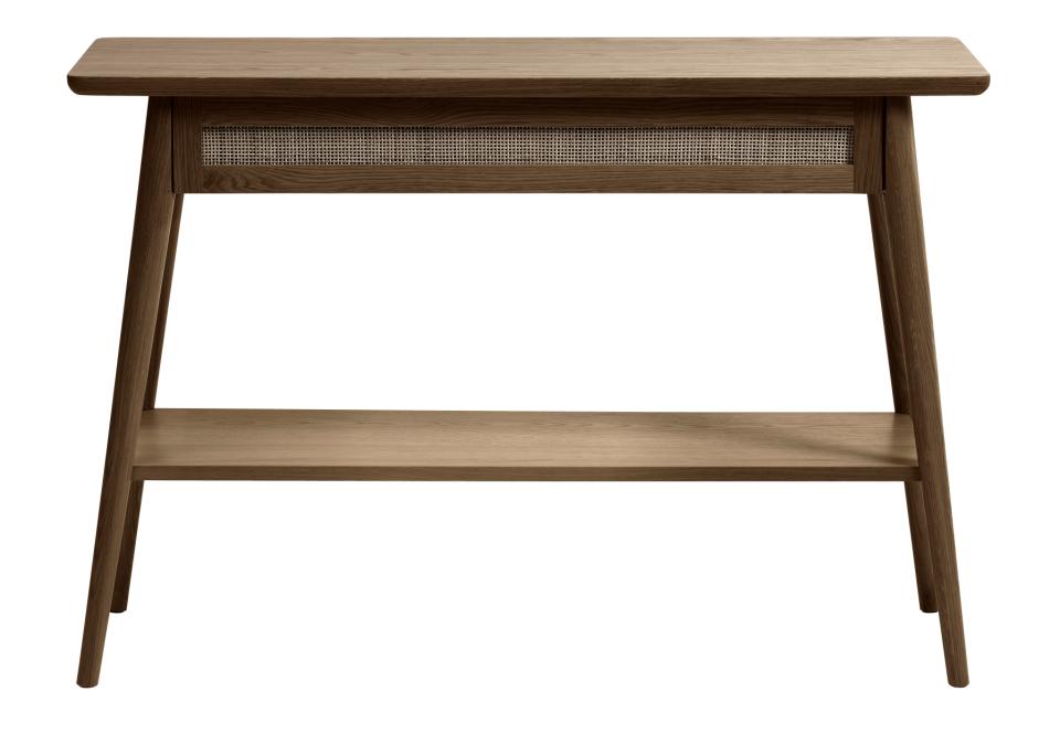 Barrali Konsolbord       Hylde Og   Skuffe Rattan Og Røgfarvet Egefinér Egetræ  110x40