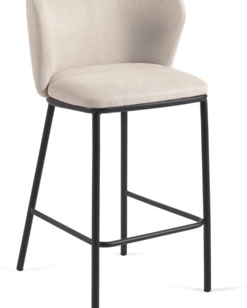 Barstol Kave Home Ciselia Beige Polstret Barkruk   Chenille Med Stålramme H92 Cm Nordisk Design