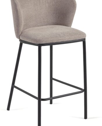 Barstol Kave Home Ciselia   Brun Chenille Med Mat Sort Stel H92 Cm   Moderne Nordisk Design