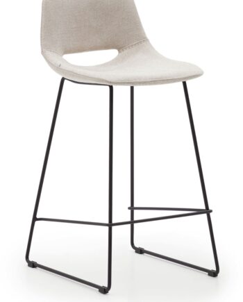 Barstol Kave Home Ziggy Polstret 95   Polyester Beige Med Sort Pulverlakeret Stålramme