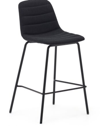 Barstol Kave Home Zunilda Sort Industriel Med Polstret Chenillestof Og Fodstøtte H92   Cm