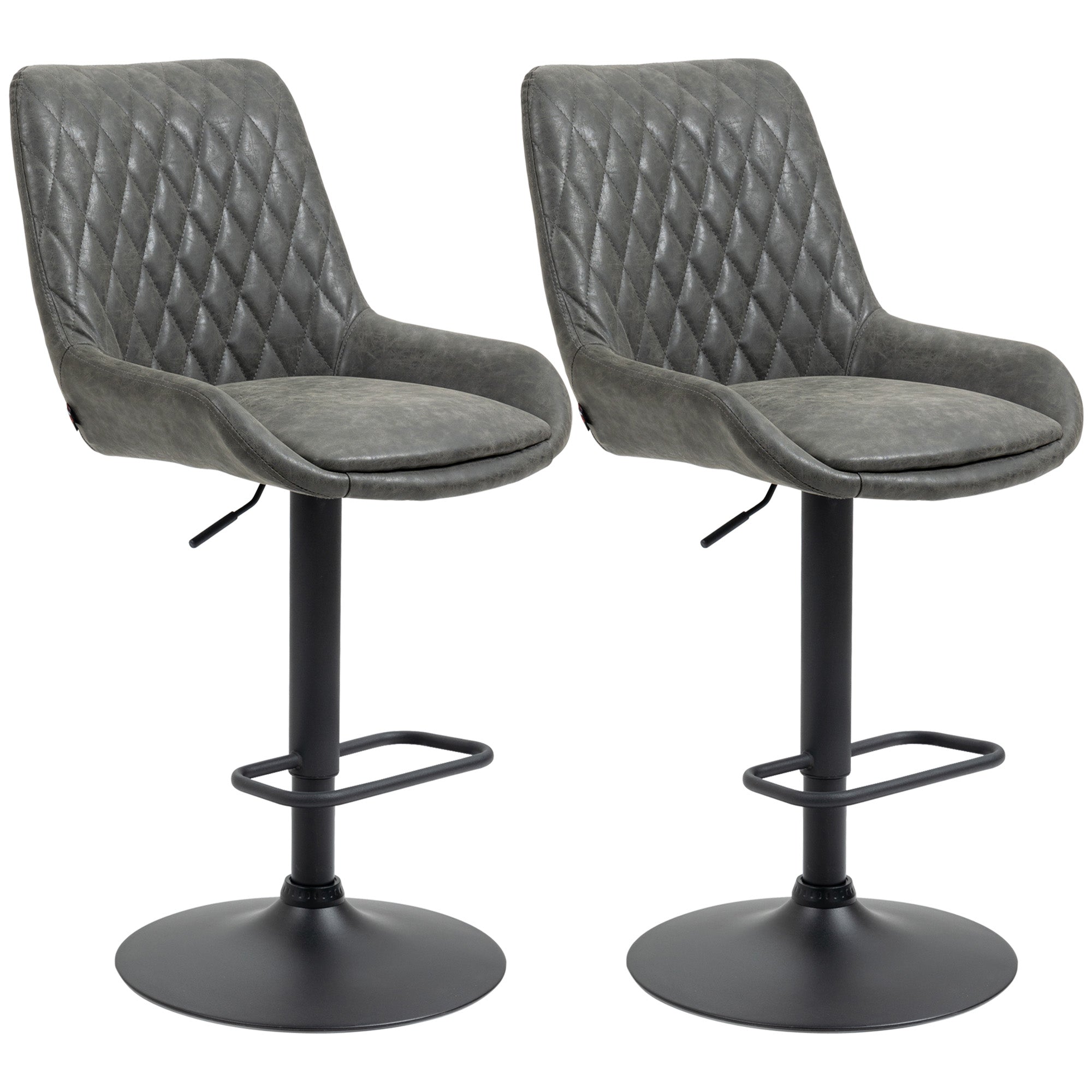 Barstol Køkkenstol Designerstol  Højdejusterbar  Med Fodstøtte  51 Cm   59 Cm   117 Cm  Mørkegrå   Sort
