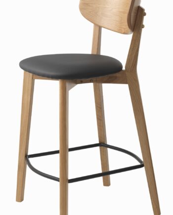Barstol Nordique Design Pero Bordskammel Sort Natur Egetræ Pu Vintage H93xb47xl50 Cm