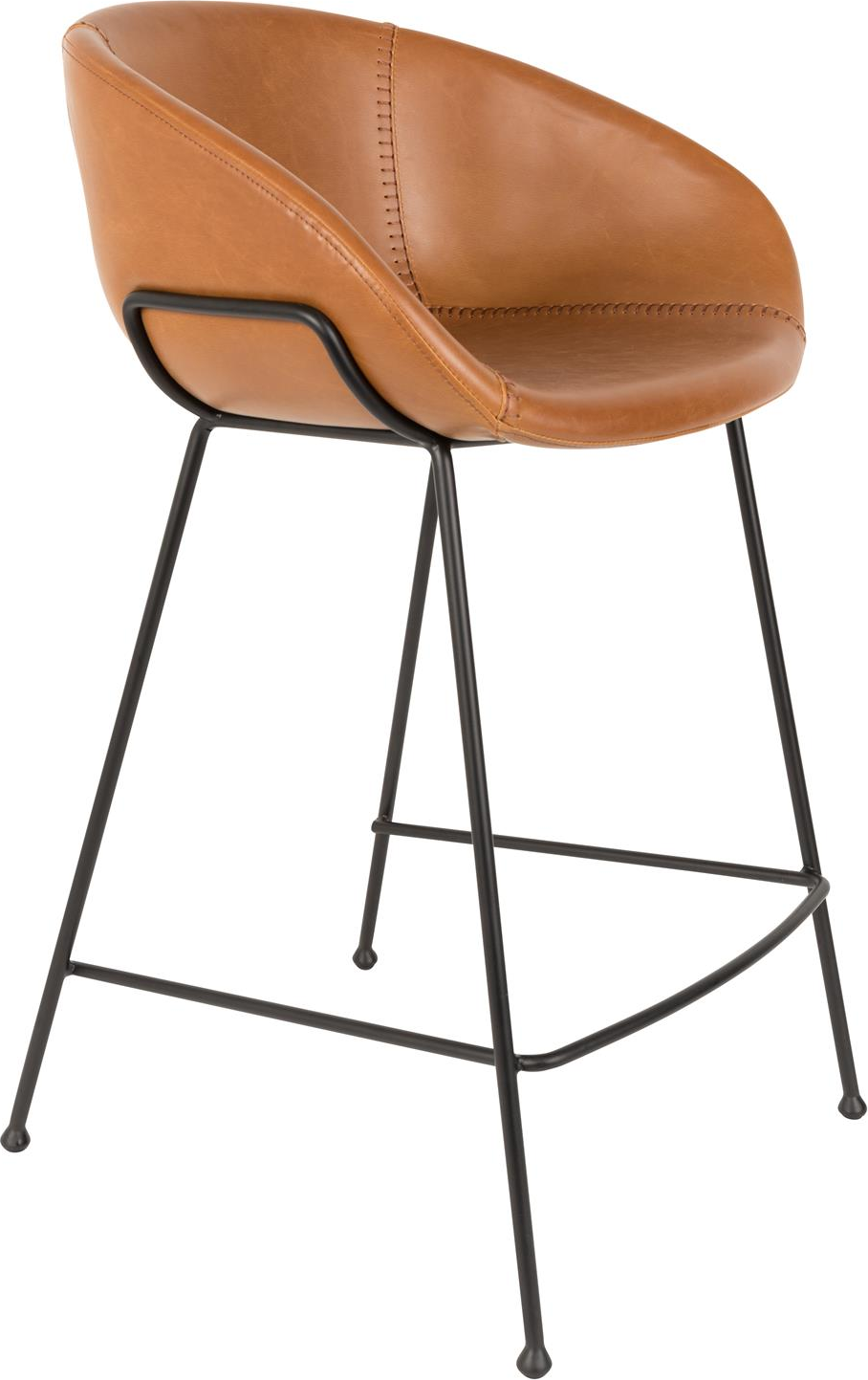 Barstol Zuiver Feston Nougat Pu-læder Med Sort Stålramme H88 5xb54 5xd53 Cm