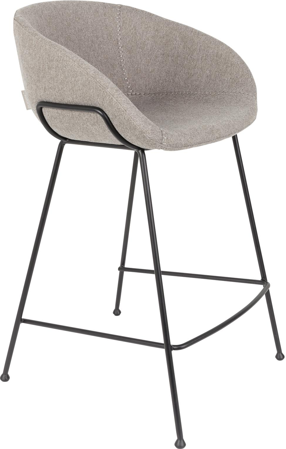 Barstol Zuiver Feston Stengrå Polstret Stof Med Sort Stålstel H88 5xb54 5xd53 Cm