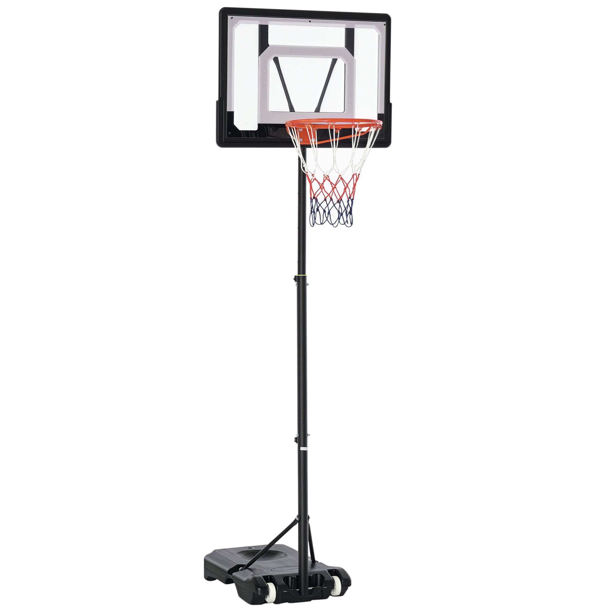 Basketballstativ Med Hjul 83x55cm Bagplade  Mobil Basketballkurv Med Stativ  Justerbar Kurvhøjde 156 Til 210 Cm  Basketballsystem Til Børn Og Teenagere  Til Udendørs Brug