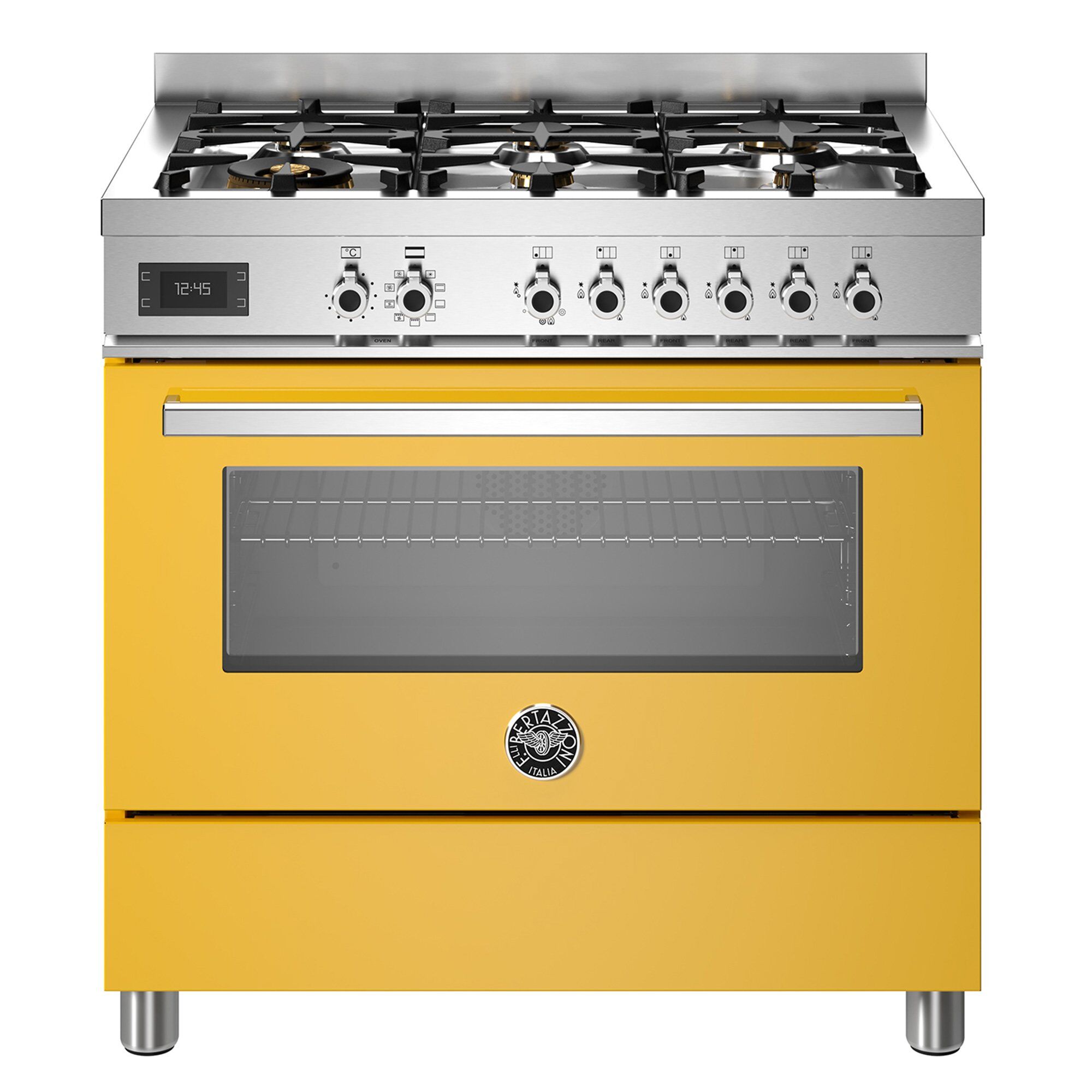 Bertazzoni Pro96l1egit Professional Gaskomfur Med Ovn 90 Cm Gul