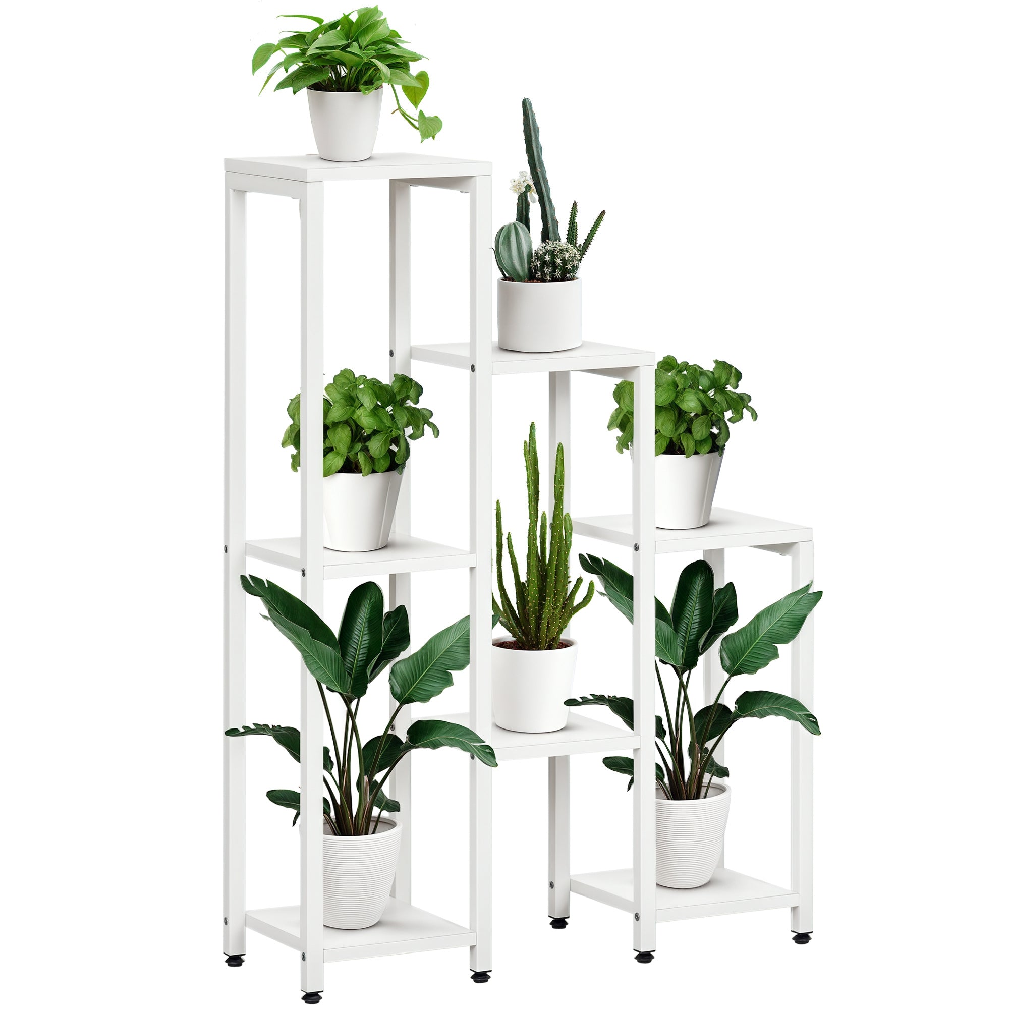 Blomsterstativ  Plantestativ    Etager  Til Indendørs Og Udendørs Brug  Stål  Hvid  65   23   94   Cm