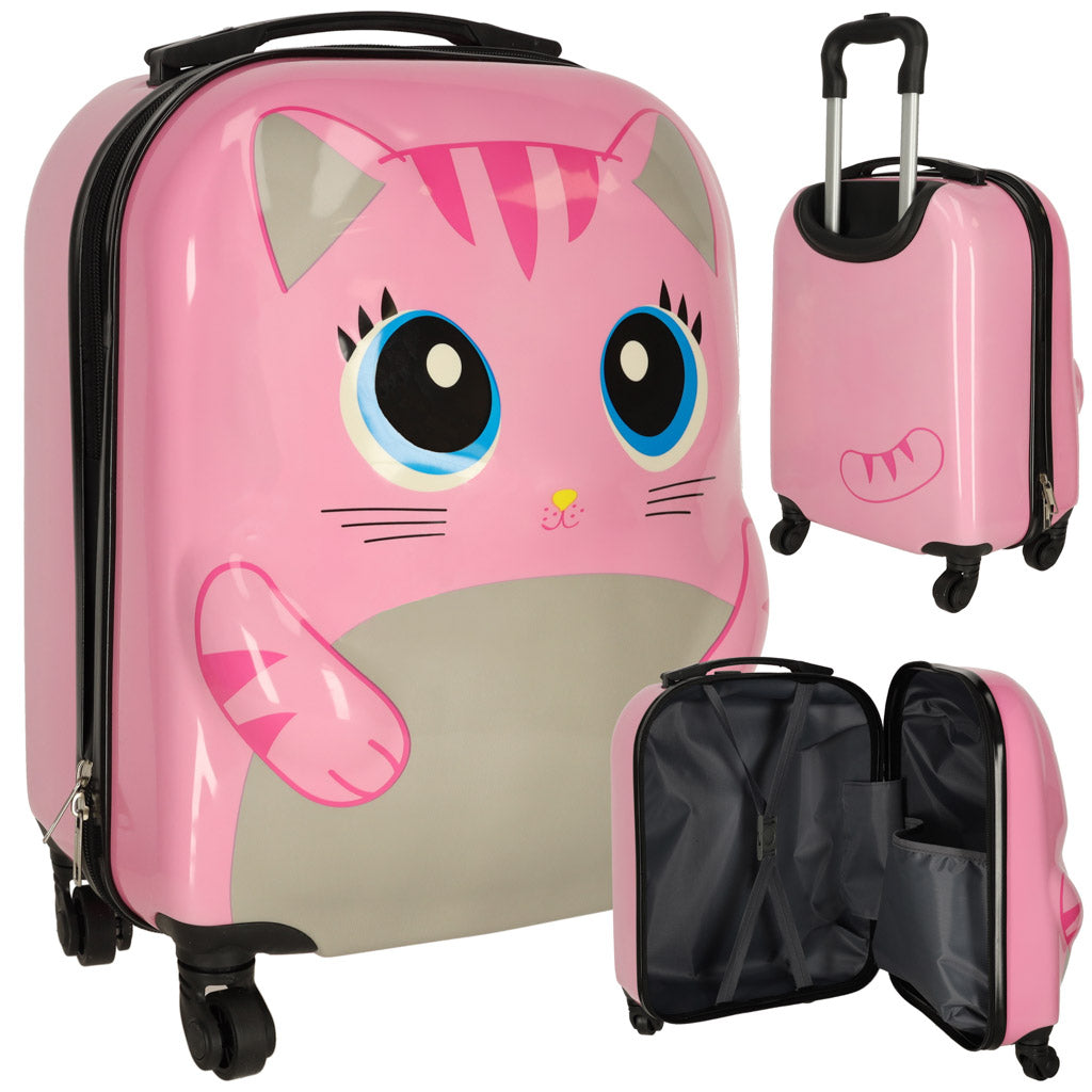 Børne Kuffert På Hjul  Kat  Pink