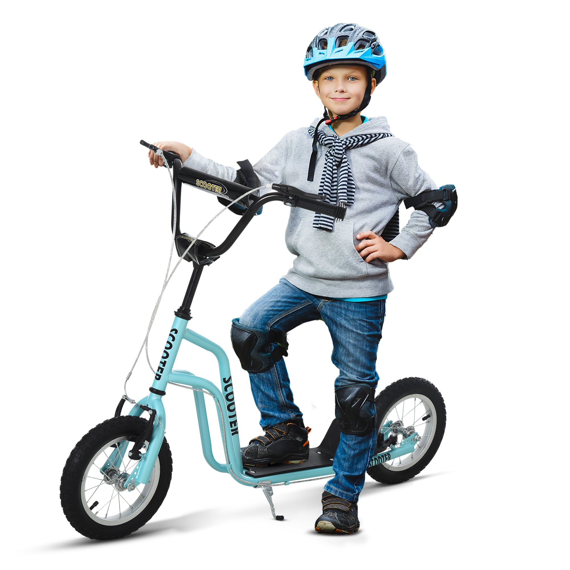 Børne Scooter Styr Justerbart Scooter Kick Scooter City Scooter Børne Scooter Kickboard Med Pneumatiske Dæk 12 Tommer Fra   år Blå 120   58   75-80 Cm