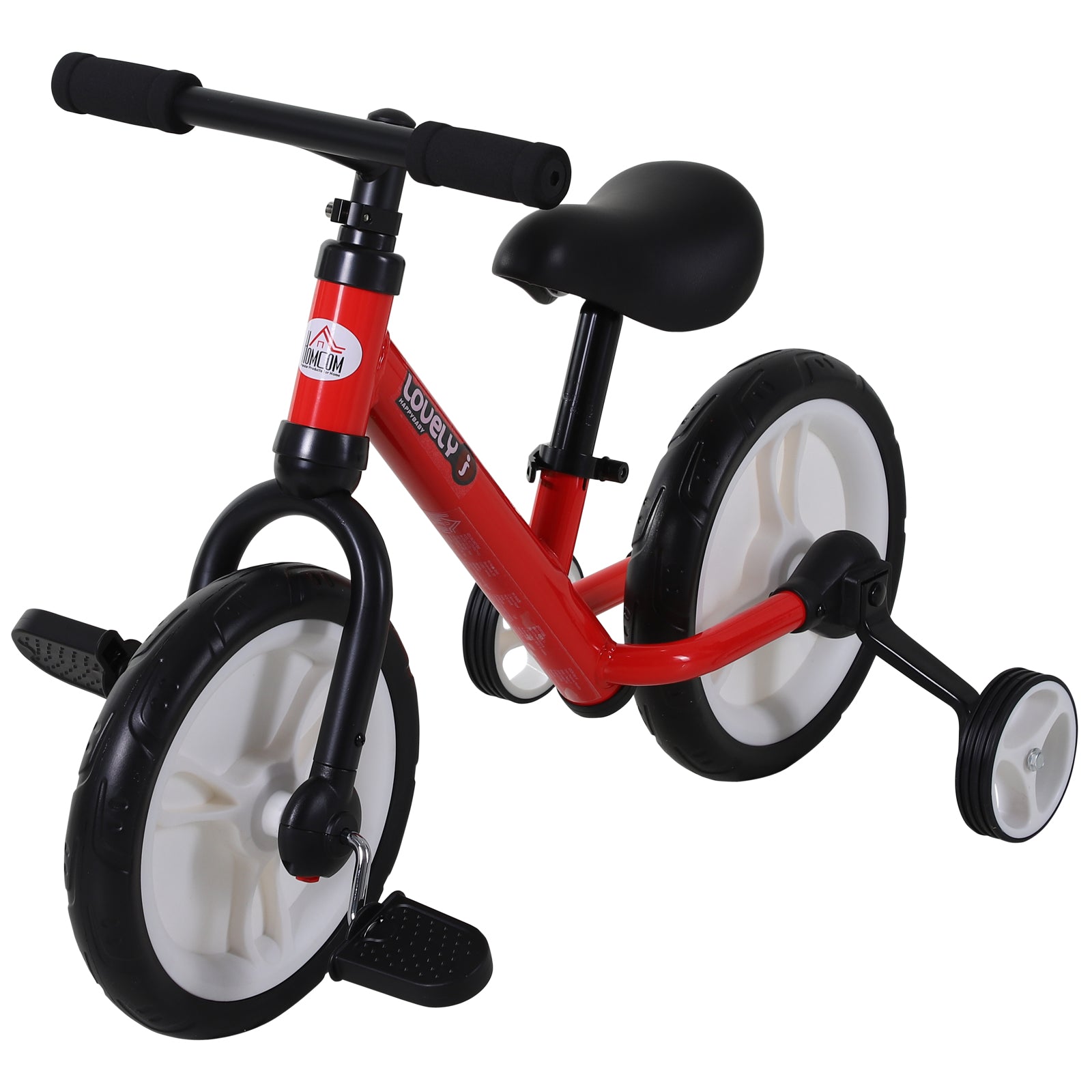Børnebalancecykel  Lærecykel  Børnecykel   - -   Børnecykel Med Støttehjul Og Pedaler   -  år  Sædehøjdejusterbar  Pp  Rød  85   B36   H54 Cm