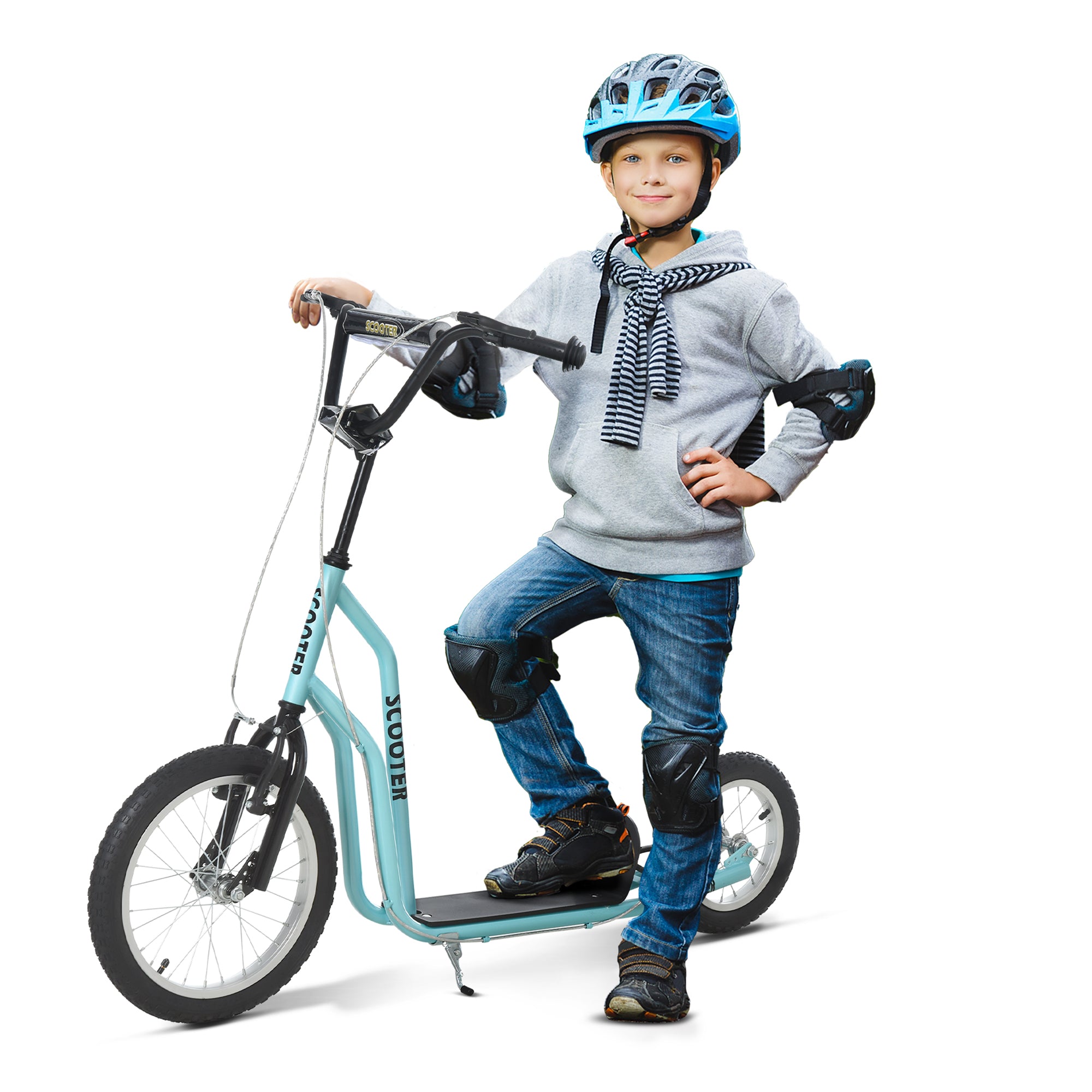Børneløbehjul Fra   år Løbehjul Spark Løbehjul City Scooter Børneløbehjul Kickboard Med Luftgummidæk 16 12 Tommer Blå 135   58   88-94 Cm