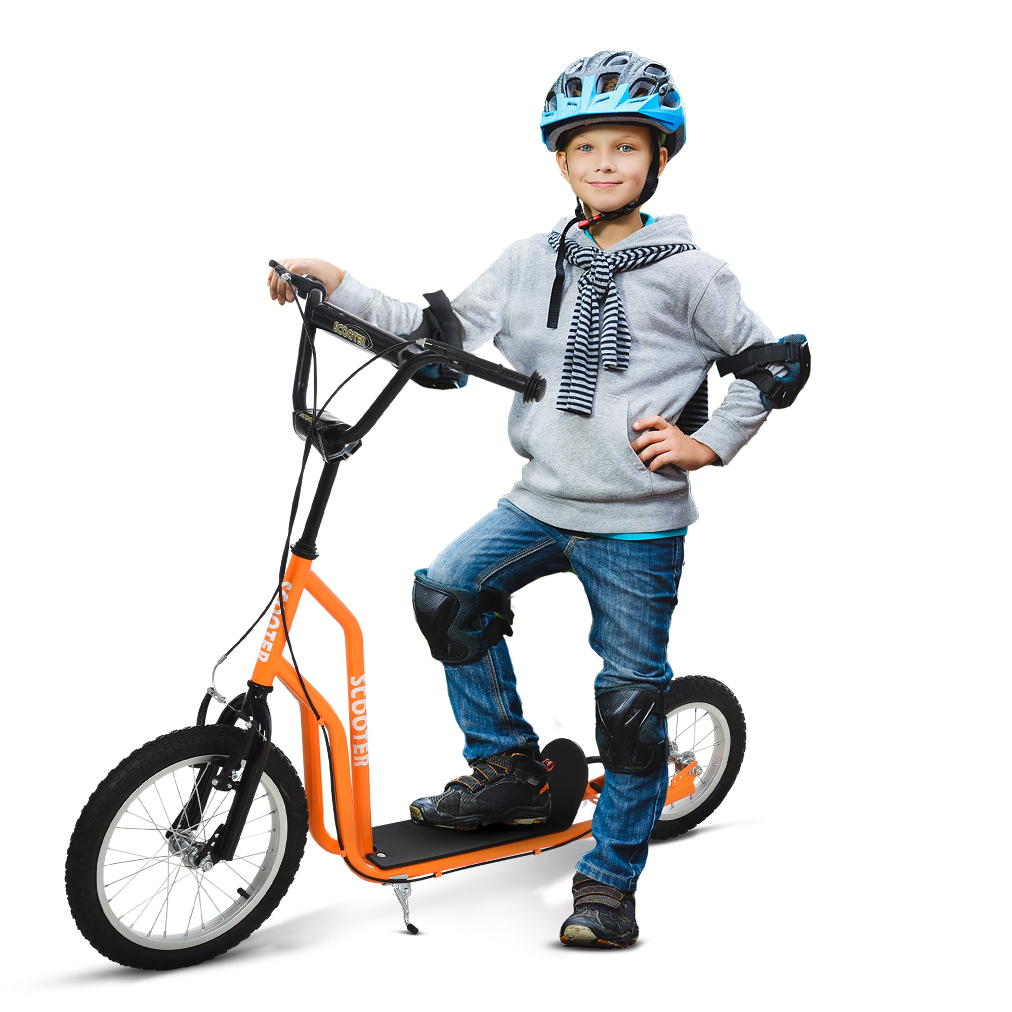 Børneløbehjul Fra   år Løbehjul Spark Løbehjul City Scooter Børneløbehjul Kickboard Med Luftgummidæk 16 12 Tommer Orange 135   58   88-94 Cm