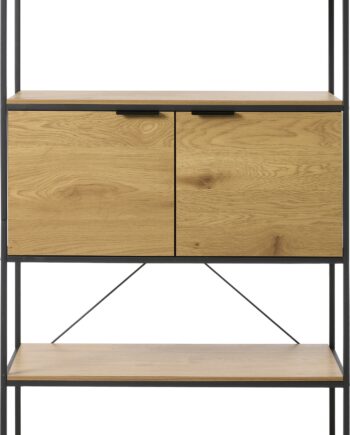 Bogreol Reol Nordique Design Cesura  Melaminbelagt Spånplade  Jernben  Natur Sort  H190ã B90ã D40 Cm