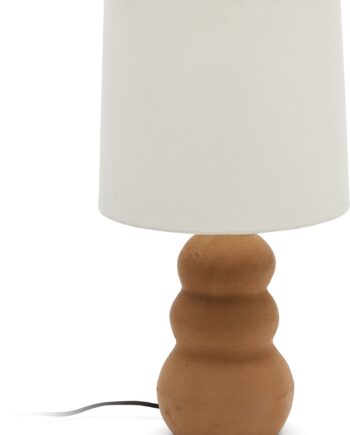 Bordlampe Kave Home Madsen Terrakotta Med Hvid Stofskærm H55xø28 Cm E27