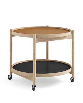Brdr  Krüger Bølling Bakkebord 60 Cm  Eg Ubehandlet  Bakke  : Cognac Sort   Bakke  : Beige Brun  : Erling Christensen Møbler