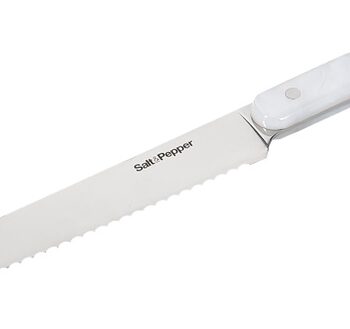 Brødkniv Salt   Pepper Chop   Rustfrit Stål Og Hvid Polyresin  Spejlblank Finish  30   Cm  Tåler Opvaskemaskine  Gaveæske