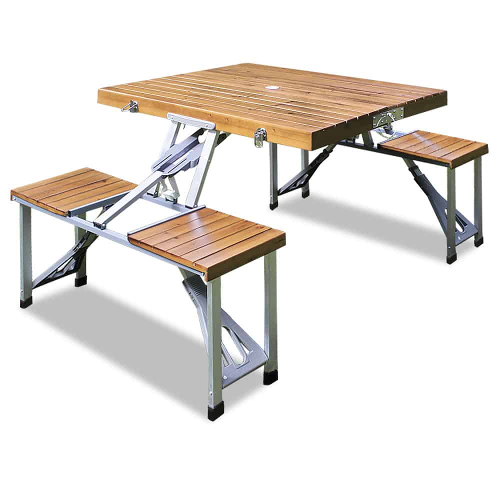 Campingbord   Træ Og Aluminium Til   Personer  Foldbart