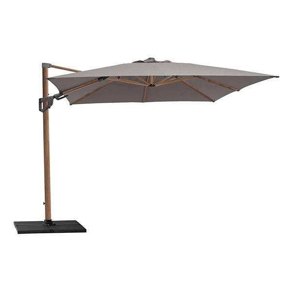Cane-line Hyde Luxe Parasol Inkl  Fod   Fliser 3x4    Aluminium  Wood Look    Taupe Fabric  : Erling Christensen Møbler
