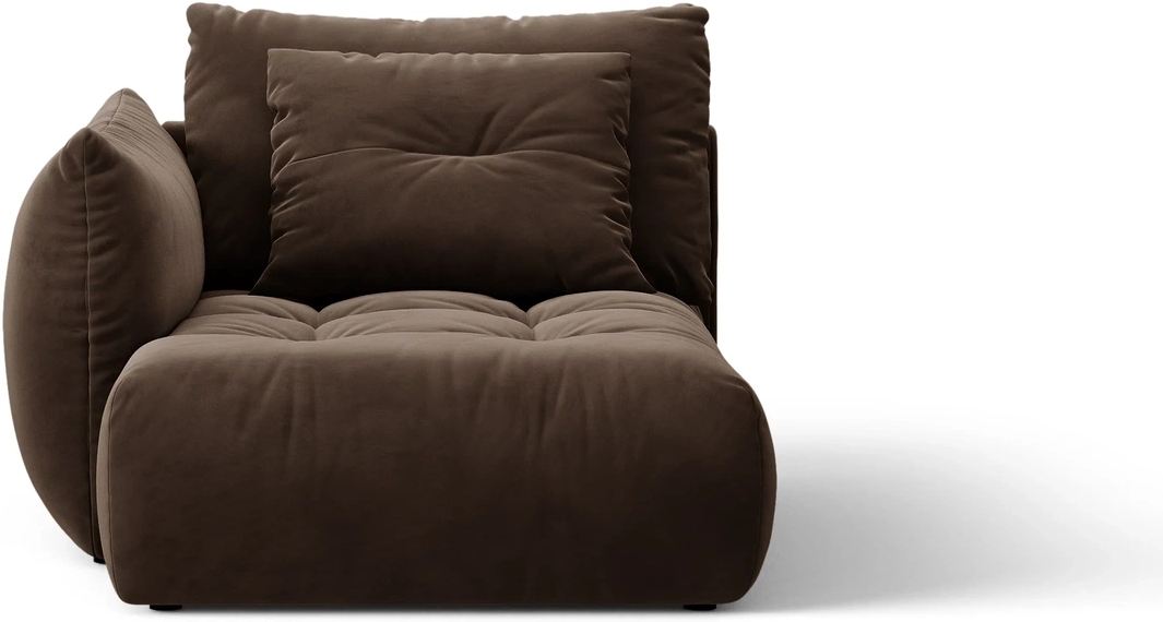 Chaiselong Daybed Venstrevendt Micadoni Bloom Modulsofa  Mørkebrun Velour Bluvel 48  B112xd152xh97 Cm