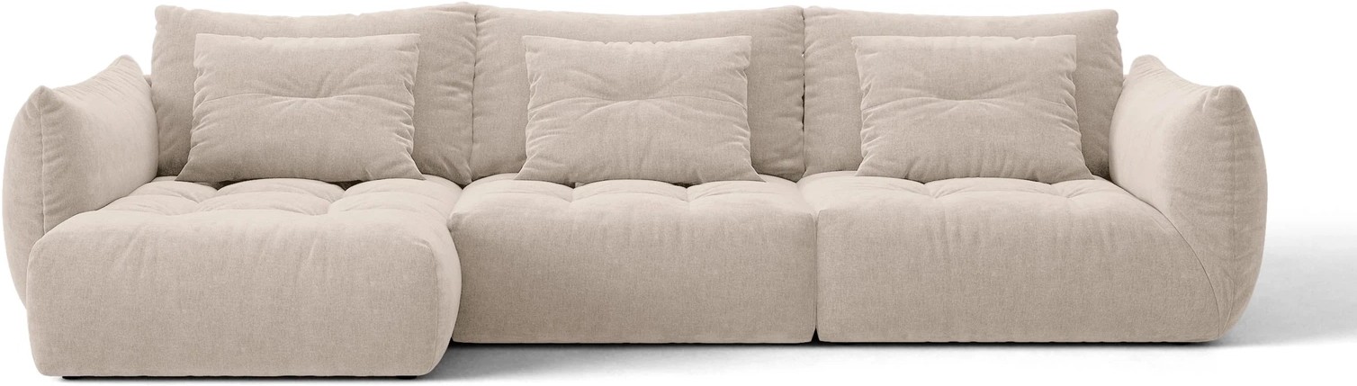 Chaiselong-hjørnesofa Micadoni Bloom Venstrevendt Lys Beige Tekstureret Stof   Pers B327xd152xh97 Cm
