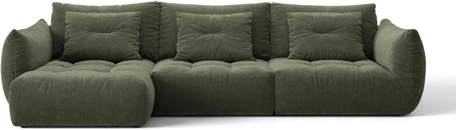 Chaiselong-hjørnesofa Micadoni Bloom Venstrevendt Mosgrøn Tekstureret Wind 75 Stof