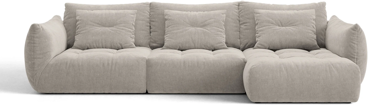 Chaiselongsofa Hjørnesofa Micadoni Bloom Højrevendt  Lys Grå Wind 84 Tekstureret Stof  Plads Til    H97xb327xd152 Cm