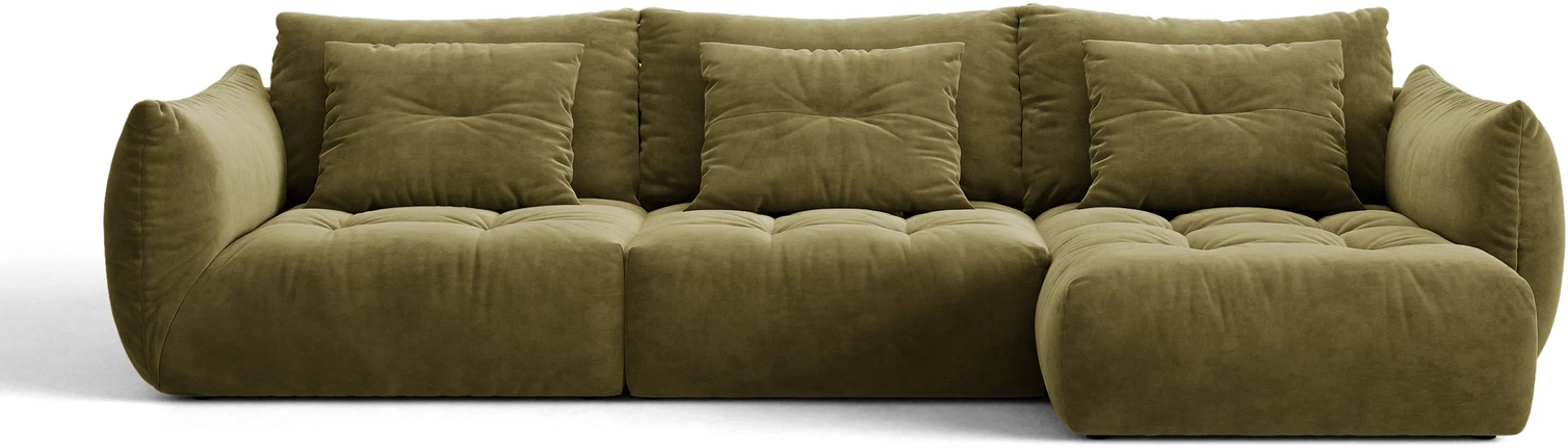 Chaiselongsofa Hjørnesofa Micadoni Bloom Højrevendt Lys Grøn Velour Casino Forest B327ã D152 Cm