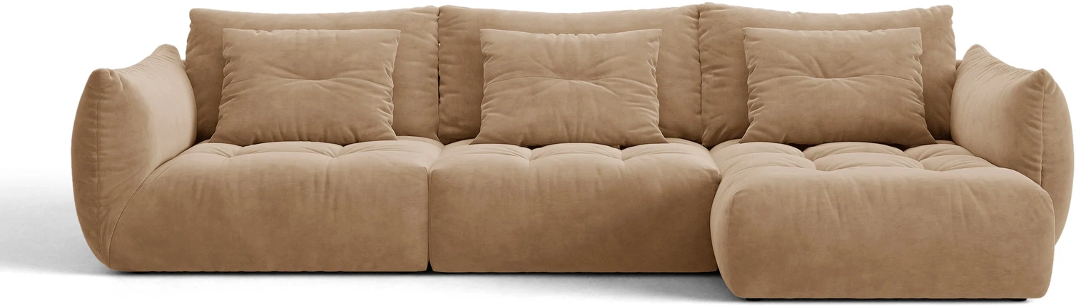 Chaiselongsofa Hjørnesofa Micadoni Bloom Højrevendt Mandelbeige Velour  327 Cm  Op Til   Pers