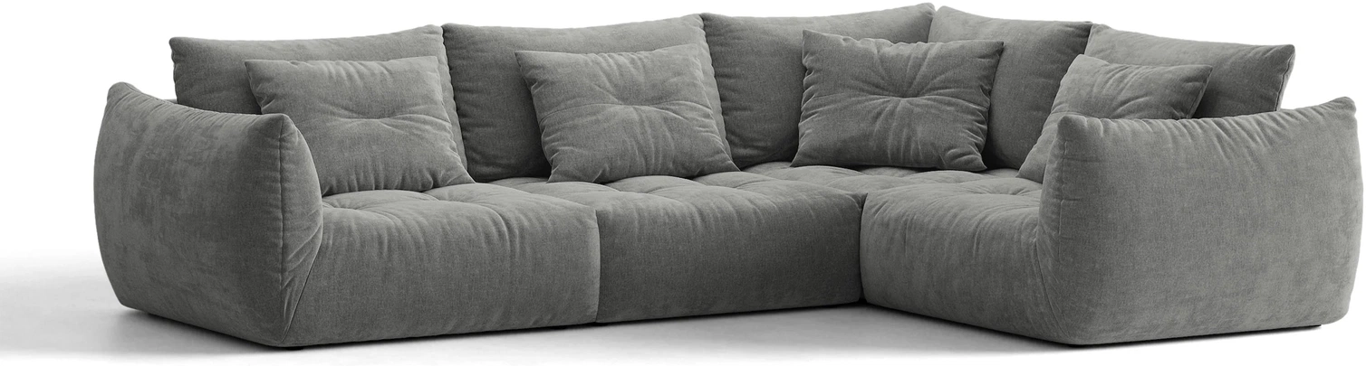 Chaiselongsofa   Hjørnesofa Micadoni Bloom  Højrevendt  Mørkegrå Tekstureret Stof Wind 89  316x222 Cm