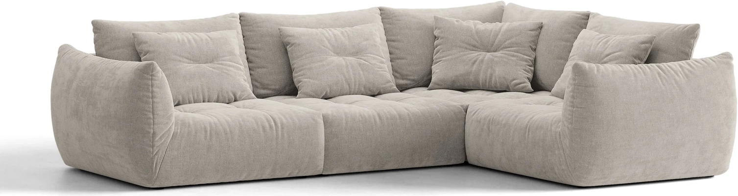 Chaiselongsofa Hjørnesofa Micadoni Bloom Højrevendt  -pers Wind 84 Tekstureret Stof Lysegrå 316x222 Cm